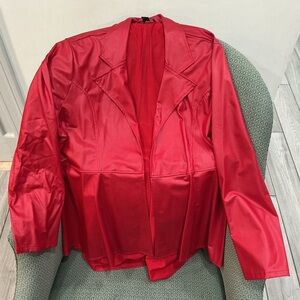 Rouge Faux Leather Scarlet Red Blazer